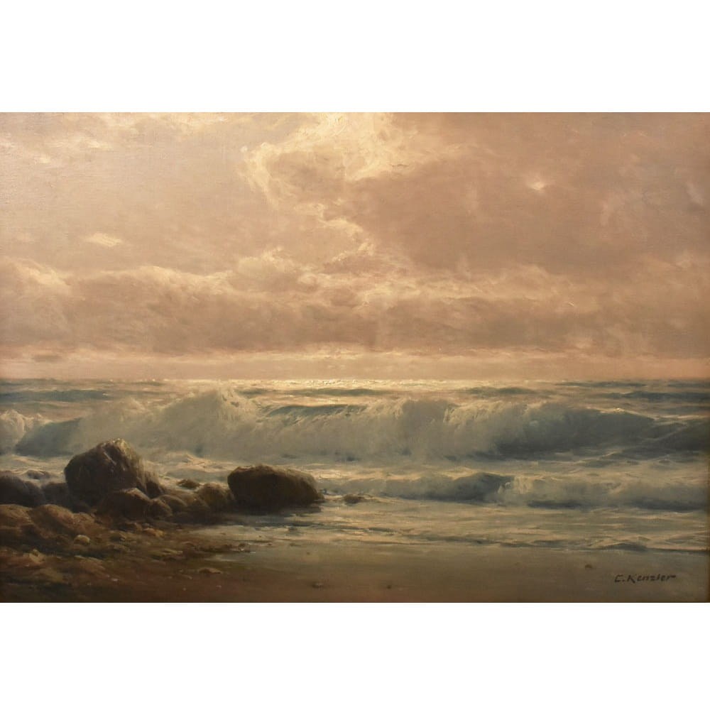 QM786 3 antique painting marine art seascape oil paintig XIX